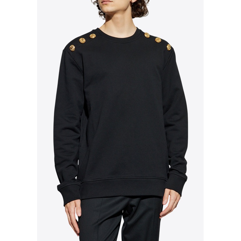 Sweatshirt with Decorative Buttons Black mrtwstd_S