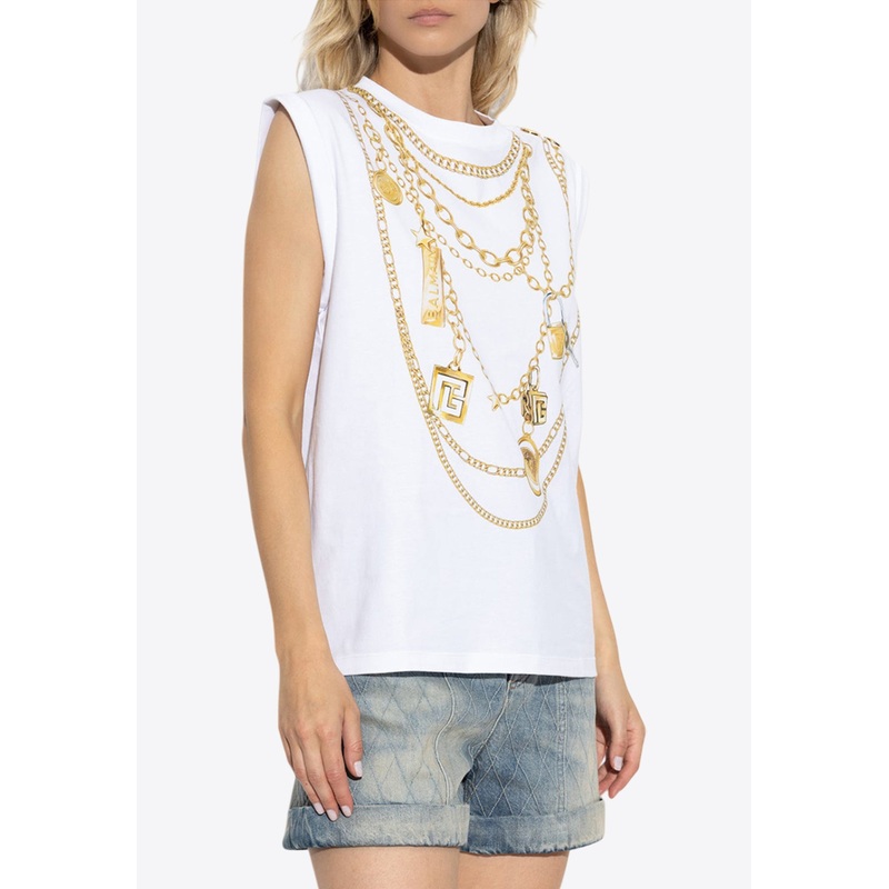 Trompe-L’il-Style Collier-Print Top White wrtwstd_XS