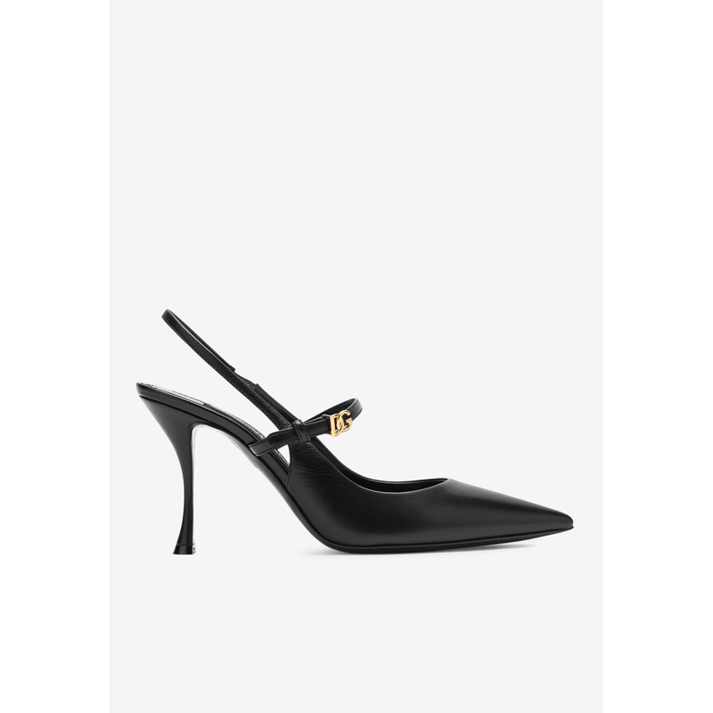 90 DG Buckle Slingback Leather Pumps Black wshoeseu_EU 36