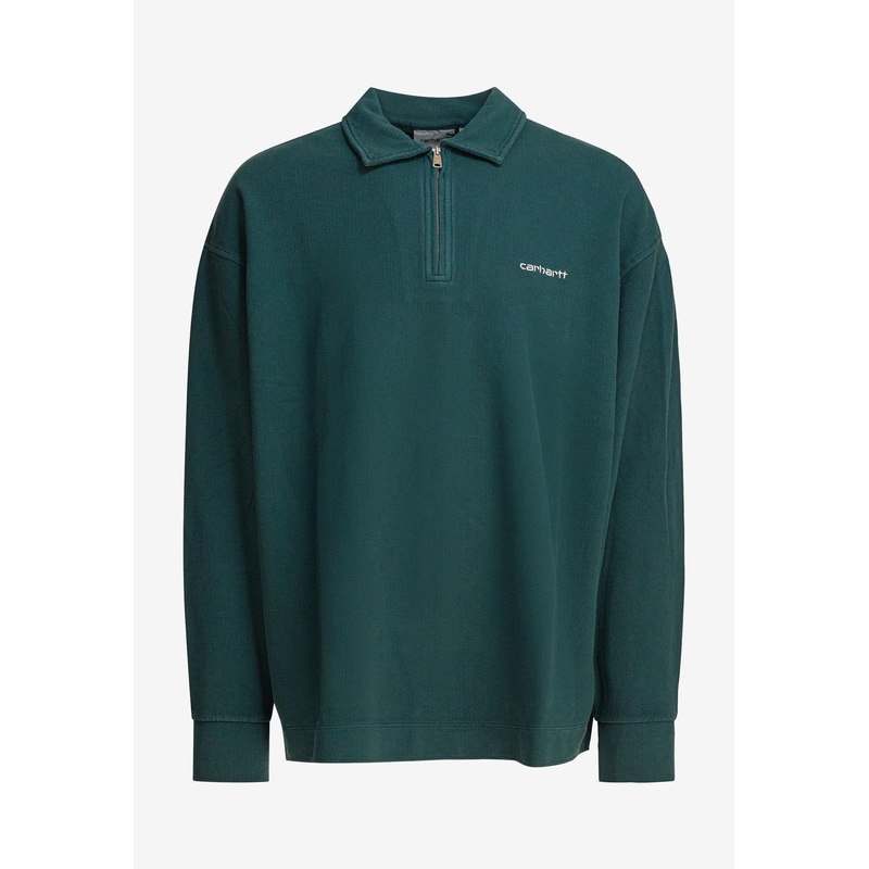 Piqu Script Half-Zip Sweatshirt Green mrtwstd_S
