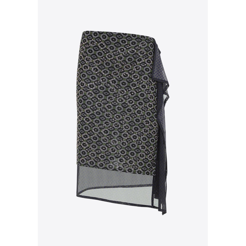 Tie-Print Midi Skirt Green wrtwstd_M