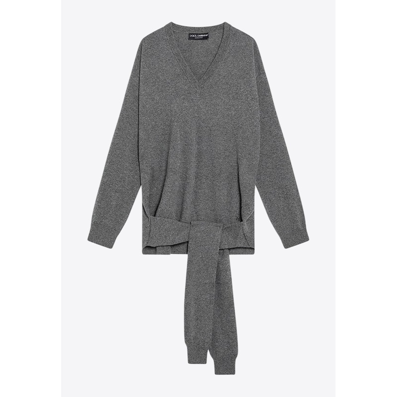 V-neck Cashmere Sweater Gray wrtwit_IT 38