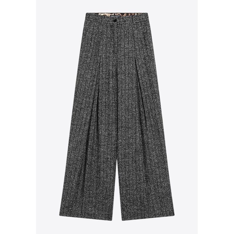 Wide-Leg Striped Wool Pants Gray wrtwit_IT 38
