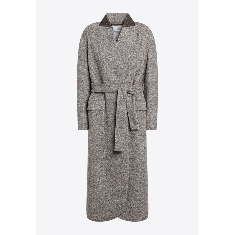 Wool-Blend Belted Coat Gray wrtwit_IT 42