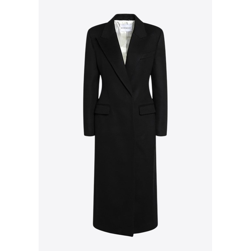 Wool Single-Breasted Long Coat Black wrtwfr_FR 38