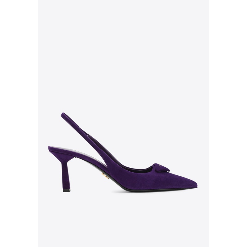 75 Triangle Logo Slingback Suede Pumps Purple wshoeseu_EU 36.5