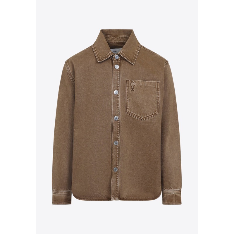Ami De Coeur Faded Denim Jacket Brown mrtwstd_S