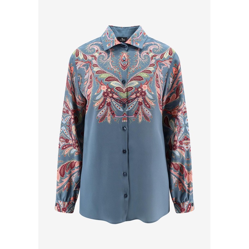 Paisley Print Crepe De Chine Long-Sleeved Shirt Multicolor wrtwit_IT 42