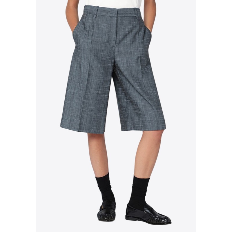 Silk and Wool-Blend  Bermuda Shorts Gray wrtwfr_FR 38