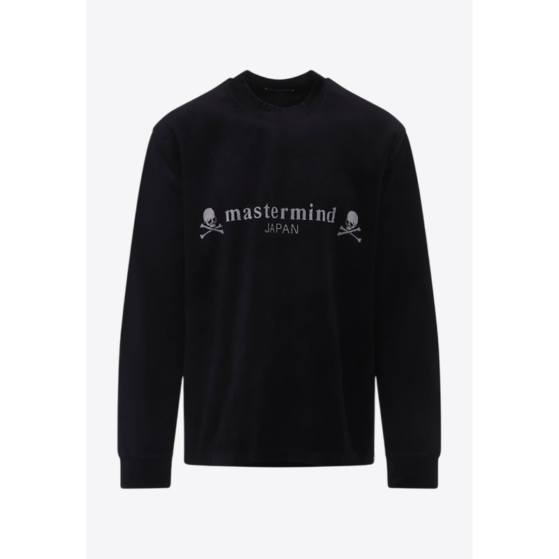 Velour Long-Sleeved Skull T-shirt Black mrtwstd_S