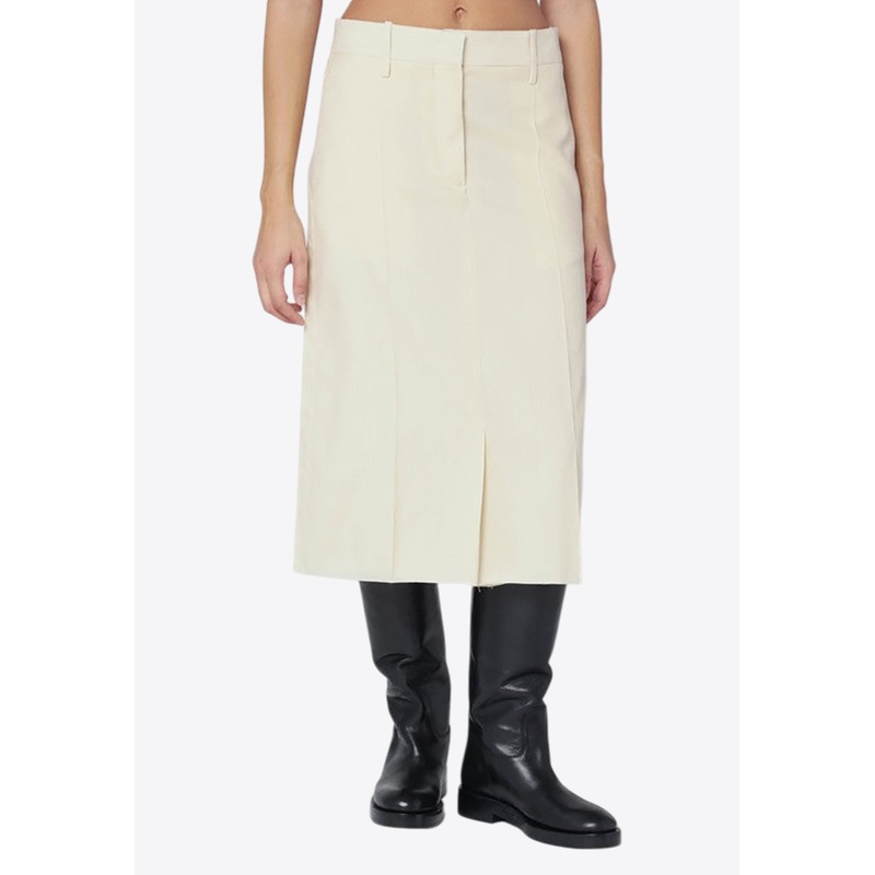 Wool Midi Skirt with Slits Vanilla wrtwfr_FR 36
