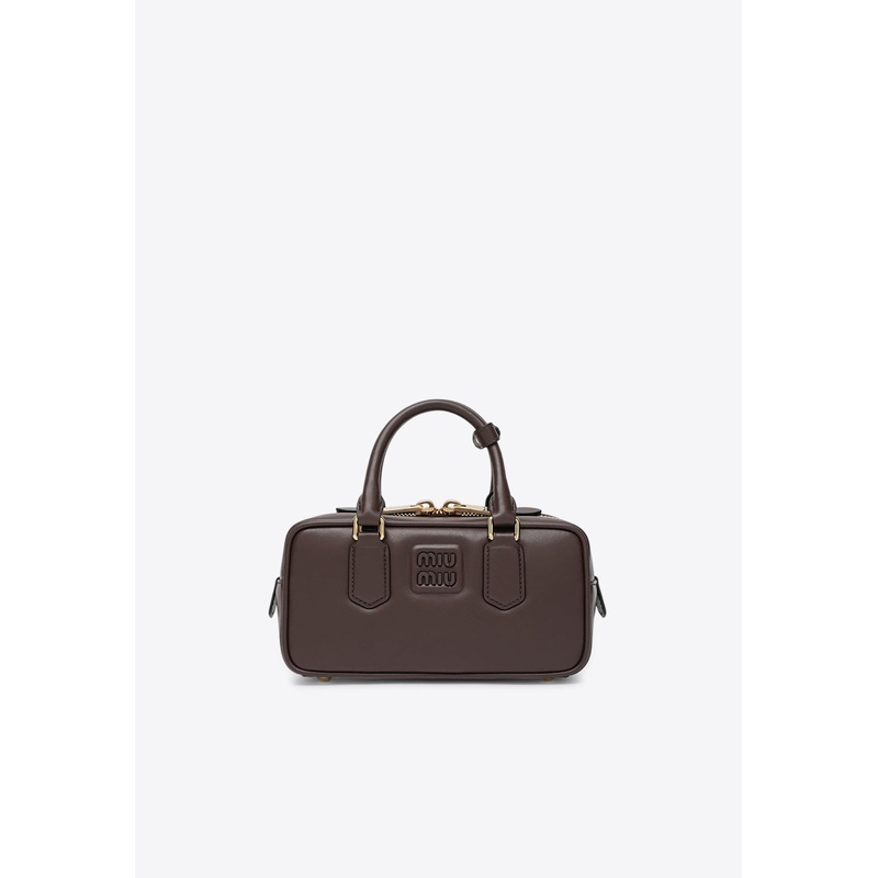 Arcadie Leather Top Handle Bag Chocolate Onesize