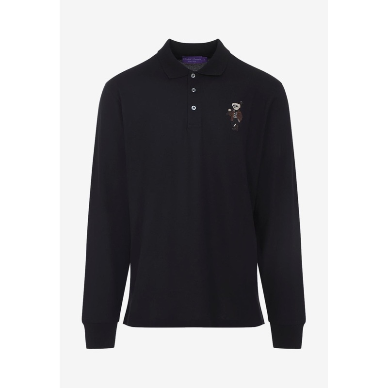 Bear Long-Sleeved Polo T-shirt Black mrtwstd_XL