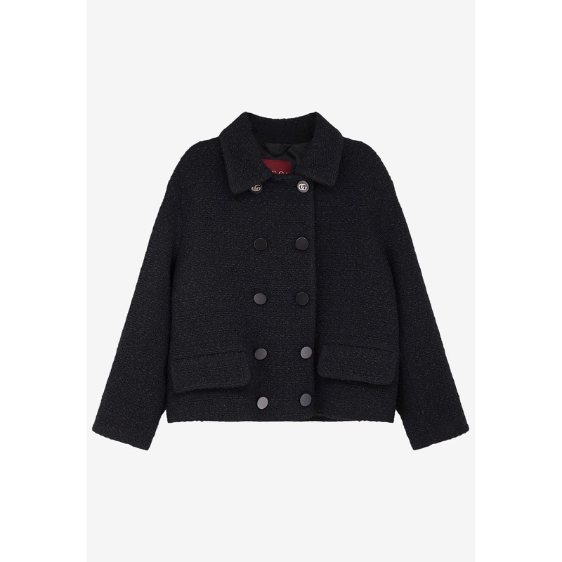 Double-Breasted Wool Coat Black wrtwit_IT 42