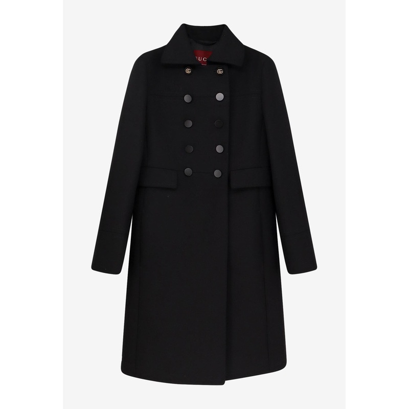 Double-Breasted Wool Coat Black wrtwit_IT 44