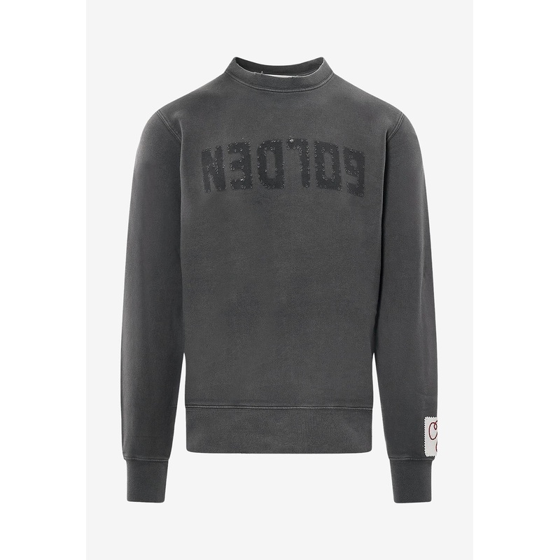 Perforated Logo Distressed Sweatshirt Gray mrtwstd_S