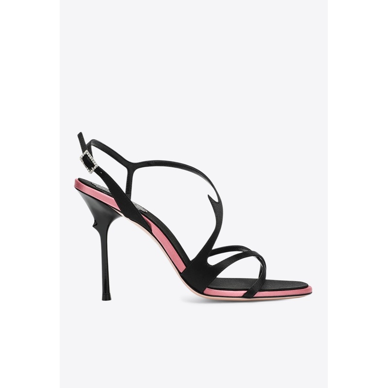 Rose Vivier 100 Strappy Satin Sandals Black wshoeseu_EU 36