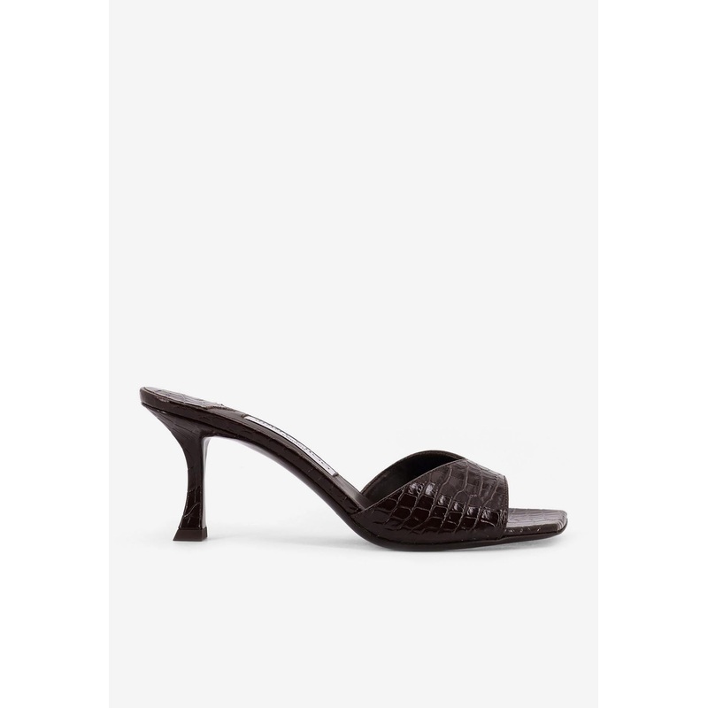 Skye 70 Croc-Embossed Leather Mules Brown wshoeseu_EU 36