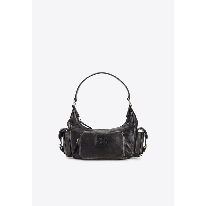 Vintage Leather Shoulder Bag Brown Onesize