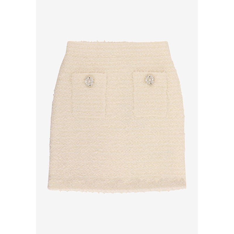 Boucl Tweed Mini Skirt Cream wrtwstd_S