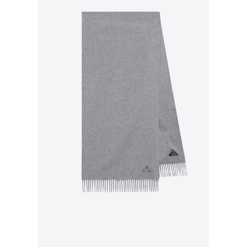 Embroidered Logo Cashmere Scarf Gray Onesize