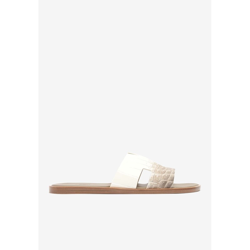 Izmir Sandals in Himalayan Blanc Matt Nilo Croc Leather Multicolor mshoesher_FR 46
