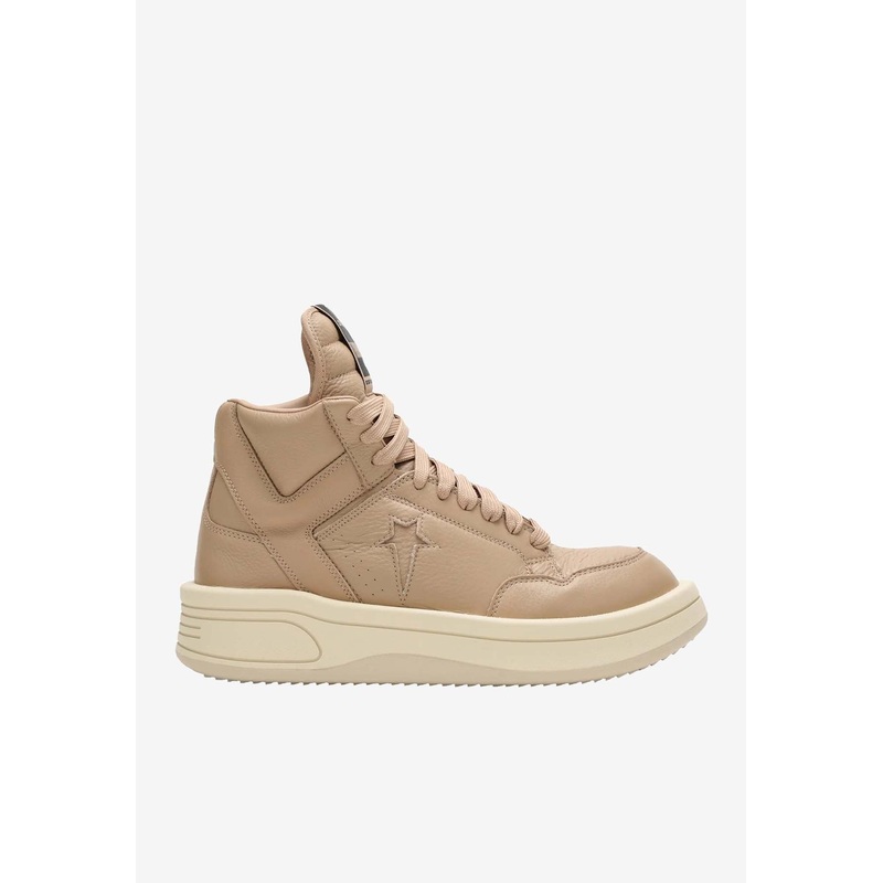 Turbowpn High-Top Sneakers in Calf Leather Beige mshoesus_US 4