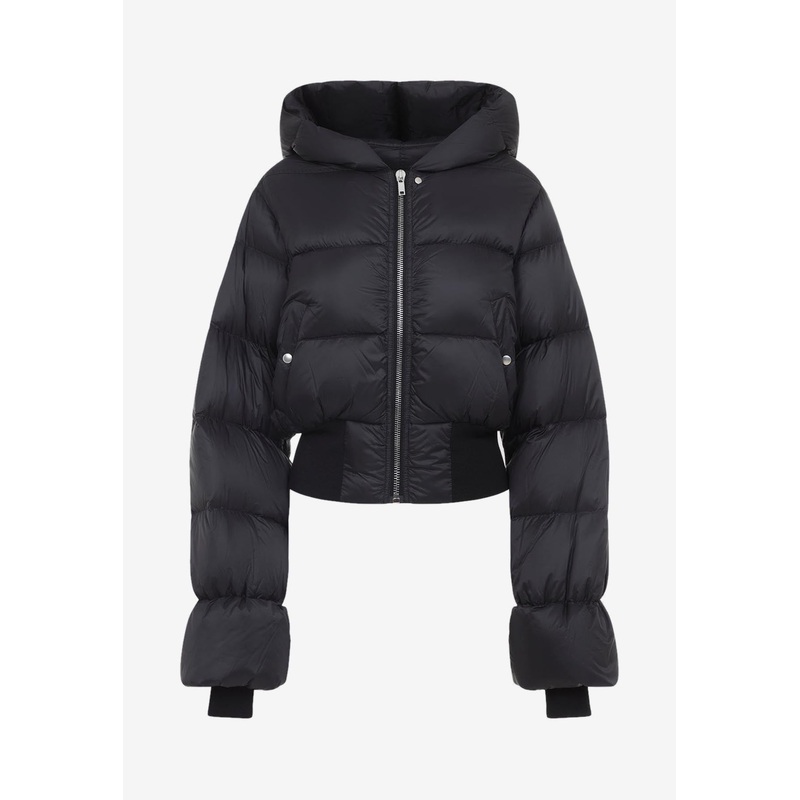 Zip-Up Hooded Down Jacket Black wrtwit_IT 42