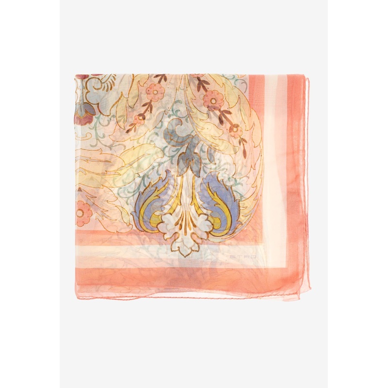 Floral Print Silk Scarf Multicolor Onesize