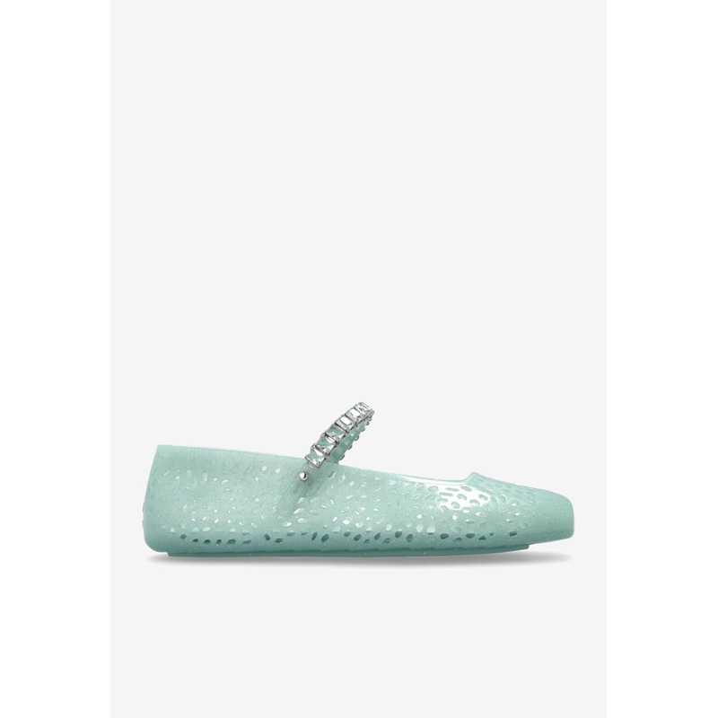 The Jelly Crystal Embellished Ballet Flats Green wshoeseu_EU 35