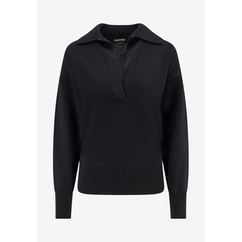 V-neck Cashmere Sweater Black wrtwstd_S