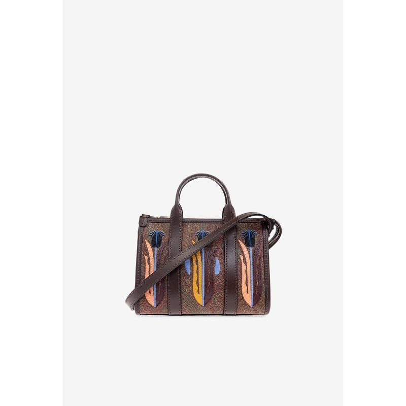 X Agostino Iacurci Mini Arnica Paisley Jacquard Handbag Brown Onesize