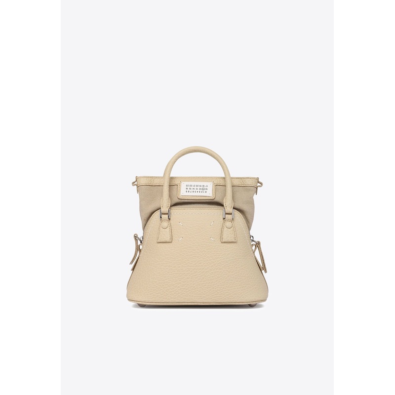 5AC Leather Top Handle Bag Beige Onesize