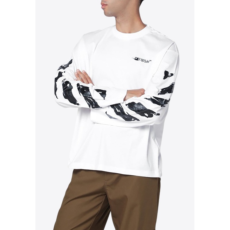 Arrow Print Long-Sleeved T-shirt White mrtwstd_S