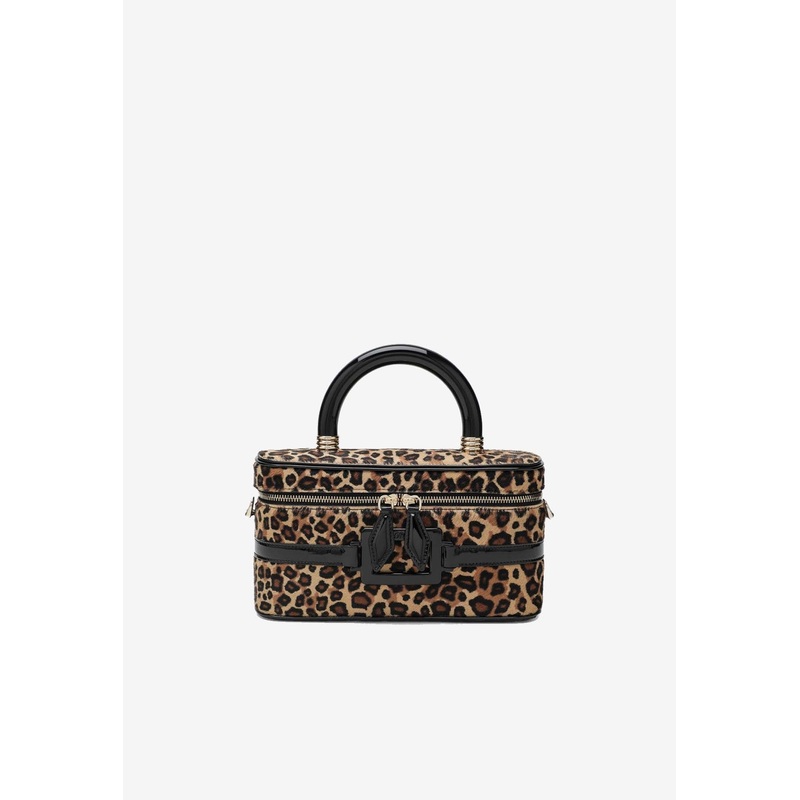 Belle Vivier Leopard Print Vanity Bag Brown Onesize