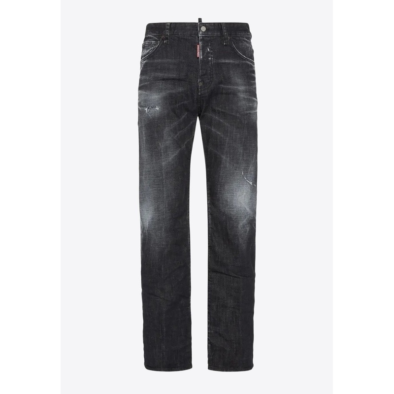 Distressed Straight-Leg Jeans Black mrtwit_IT 46