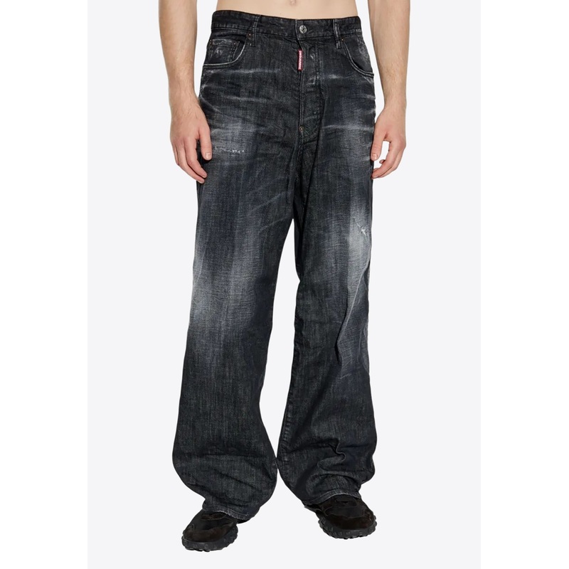Distressed Wide-Leg Jeans Black mrtwit_IT 46