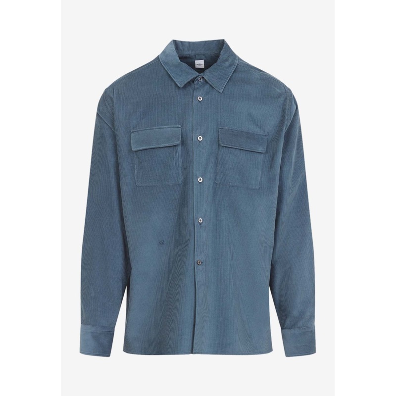 Embroidered Logo Corduroy Shirt Blue mrtwshirtseu_EU 41