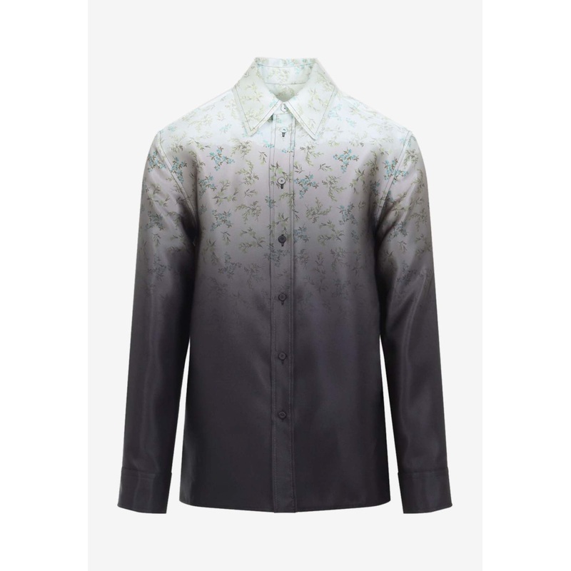 Floral Print Degrade Silk Shirt Green mrtwshirtseu_EU 41