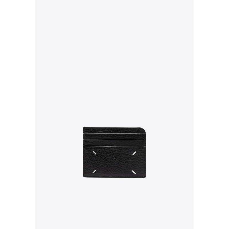 Four-Stitch Leather Cardholder Black Onesize