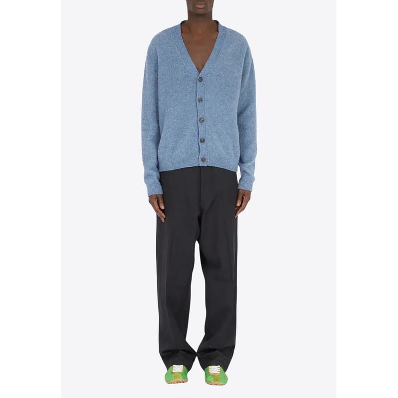 V-neck Wool Cardigan Blue mrtwstd_XS