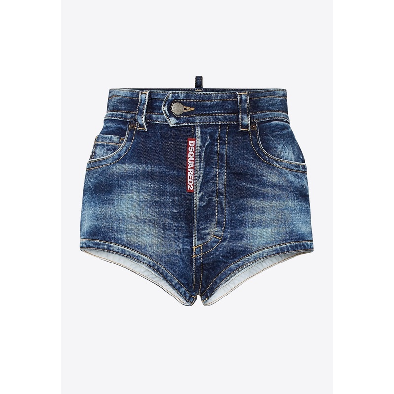 Washed Denim Mini Shorts Blue wrtwit_IT 38