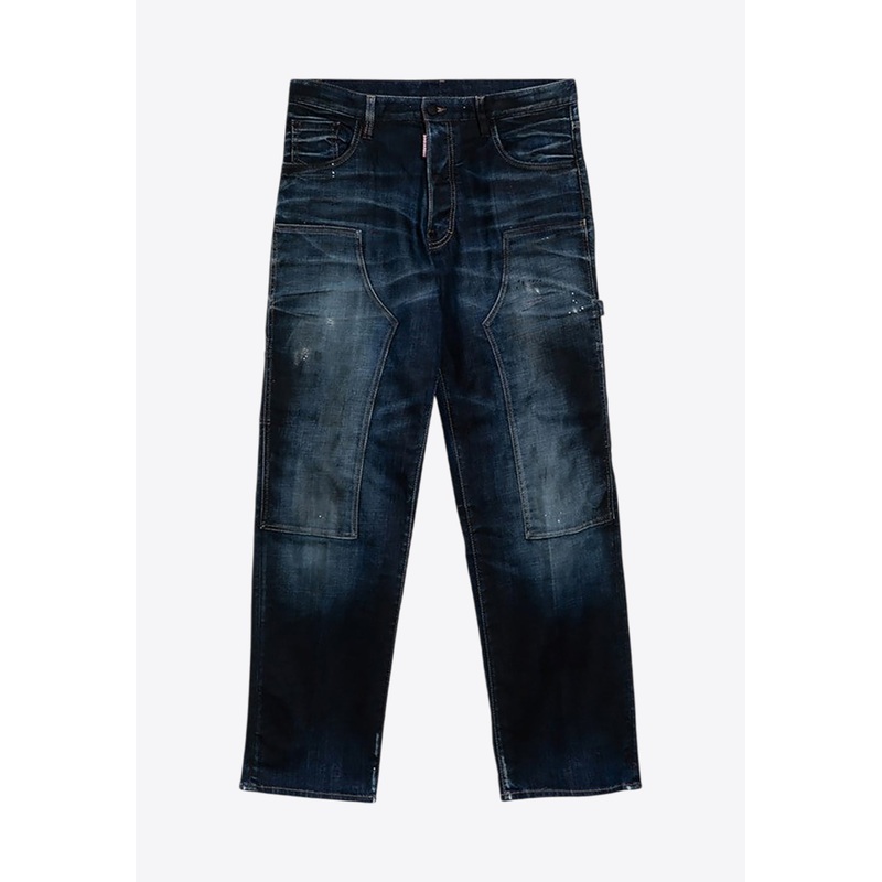Washed Straight-Leg Jeans Blue mrtwit_IT 46