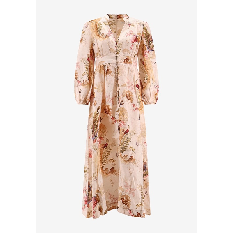Ascension Plunge Linen Midi Dress Multicolor wrtwzimmermann_0