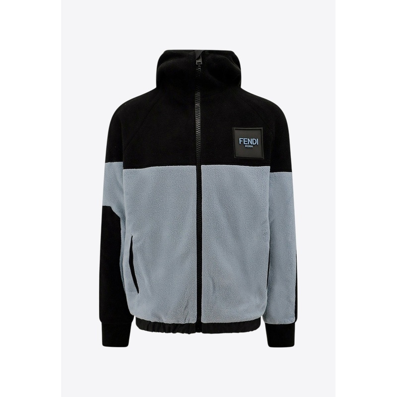 Colorblocked Zip-Up Logo Sweatshirt Blue mrtwstd_S