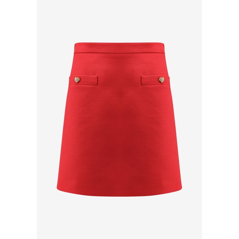 Couture Mini Skirt with Heart-Jewel Buttons Red wrtwit_IT 42