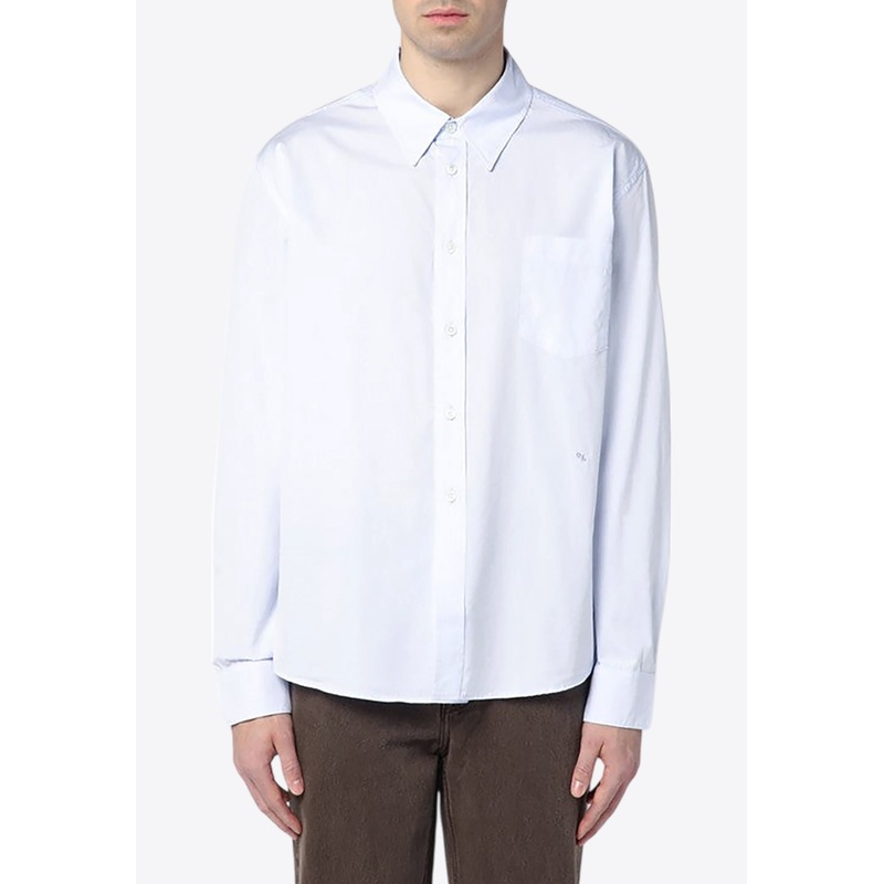 Embroidered Logo Long-Sleeved Shirt Sky Blue mrtwit_IT 46