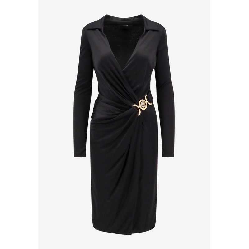 Satin Dress with Safety Pin Black wrtwit_IT 42