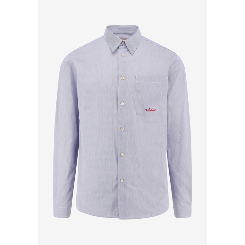 Stripe Shirt with Embroidered-Logo Light Blue mrtwshirtseu_EU 39