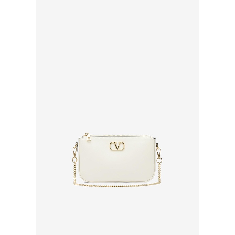 VLogo Leather Shoulder Bag White Onesize